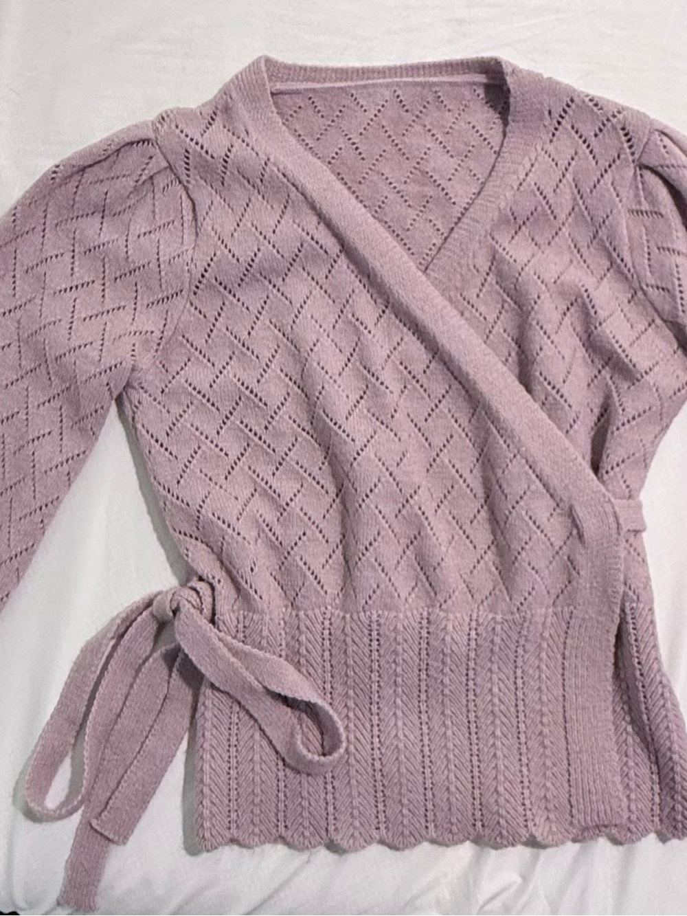 Lilac Wrap Sweater. Super cute, very feminine! Worn once.
